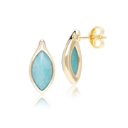 Boucles d'oreilles Clou Classique en or jaune 9 carats avec amazonite marquise