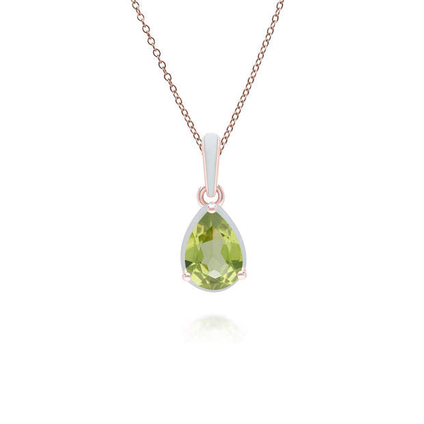 Pendentif Siberian Waltz En Émail Vert Et Péridot Poire En Or Vermeil Rose