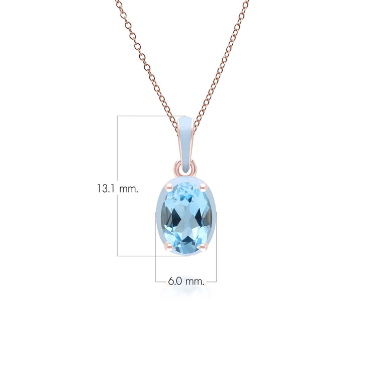 Pendentif Siberian Waltz En Émail Bleu Et Topaze Bleu Ovale En Or Vermeil Rose