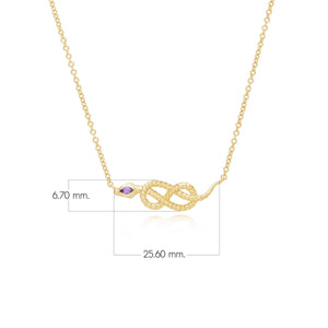 ECFEW™ Collana con pendente serpente a forma di ametista  in argento sterling placcato oro