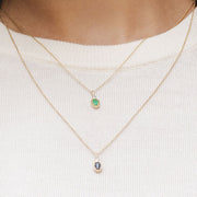 Collier Pendentif Classique en Or Jaune 9ct avec Emeraude Ovale et Diamants Ronds