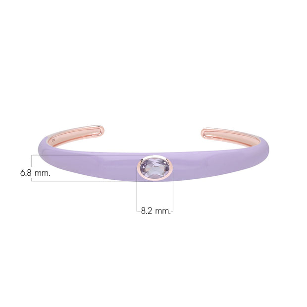 Bracelet Jonc Siberian Waltz En Émail Violet Et Améthyste Octogonale En Or Vermeil Rose