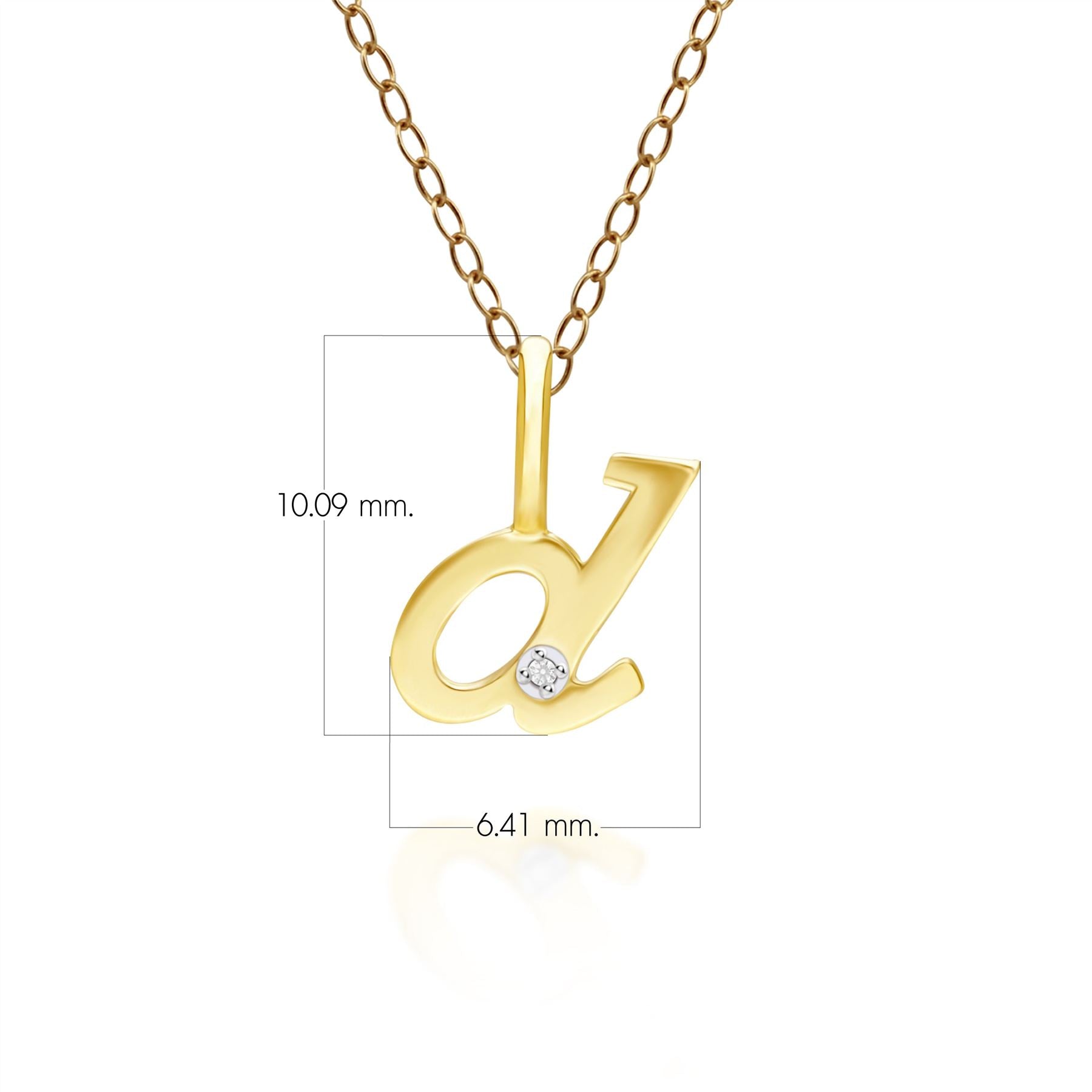 Ciondolo collana diamanti con lettera D dell'alfabeto in oro giallo da 9 carati
