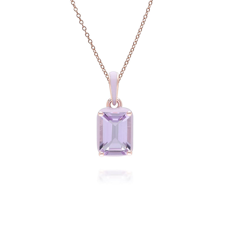 Pendentif Siberian Waltz En Émail Violet Et Améthyste Octogonale En Or Vermeil Rose
