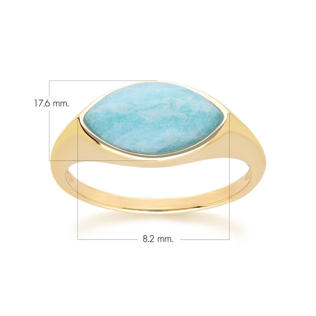 Bague classique avec marquise amazonite en or jaune 9 carats