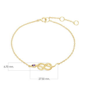 ECFEW™ Bracciale a maglie serpente con ametista  in argento sterling placcato oro