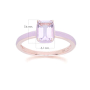 Bague Siberian Waltz En Émail Violet Et Améthyste Octogonale En Or Vermeil Rose