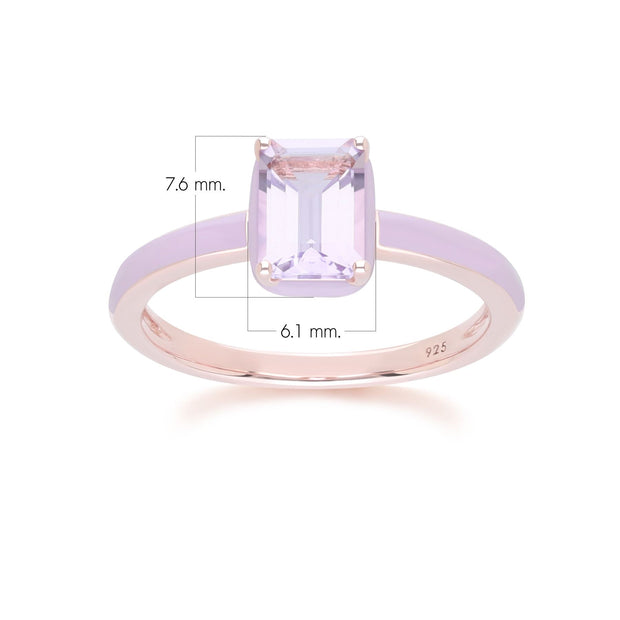 Bague Siberian Waltz En Émail Violet Et Améthyste Octogonale En Or Vermeil Rose