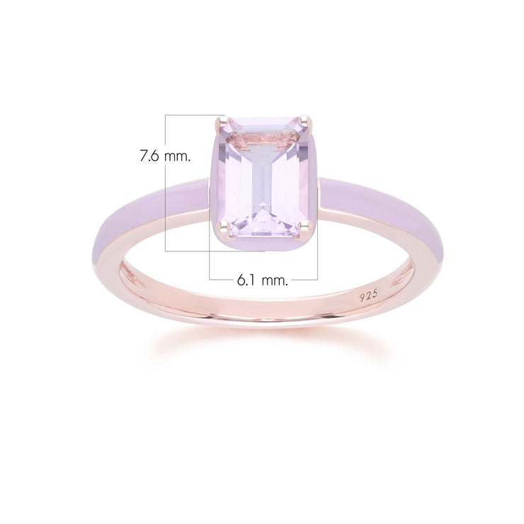 Bague Siberian Waltz En Émail Violet Et Améthyste Octogonale En Or Vermeil Rose