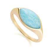 Bague classique avec marquise amazonite en or jaune 9 carats
