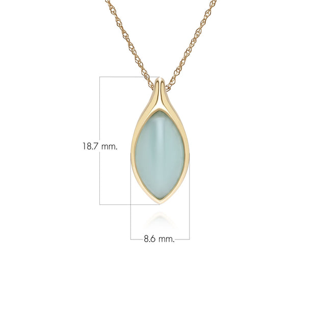 Collier pendentif classique avec jadéite verte marquise en or jaune 9 carats