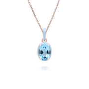 Pendentif Siberian Waltz En Émail Bleu Et Topaze Bleu Ovale En Or Vermeil Rose