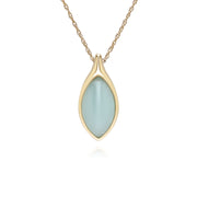Collier pendentif classique avec jadéite verte marquise en or jaune 9 carats