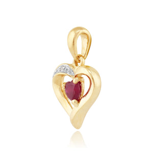 Classic Heart Ruby & Diamond Stud Earrings & Pendant Set Image 3