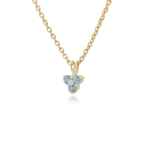 Classic Round Blue Topaz & Diamond Cluster Pendant in 9ct Yellow Gold