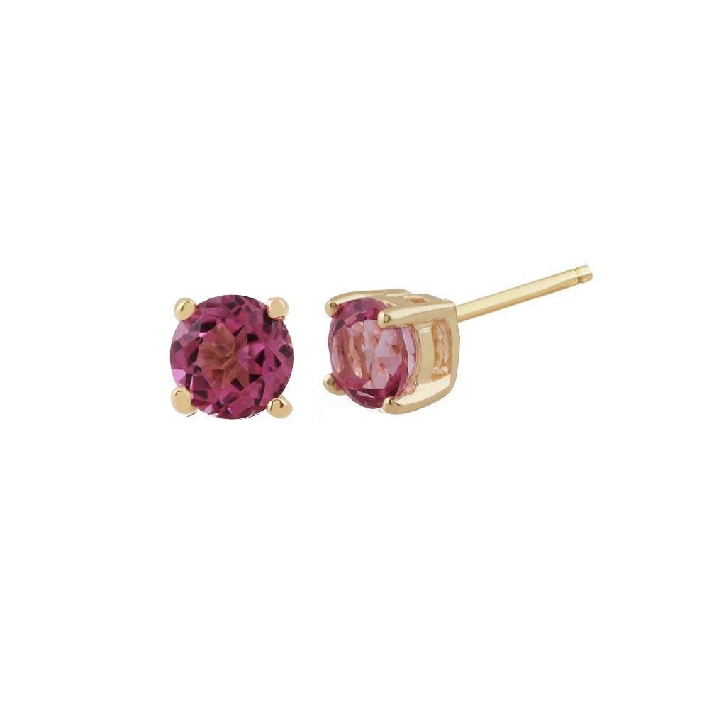 Gemondo Pink Topaz Round Stud Earrings In 9ct Yellow Gold  Claw Set