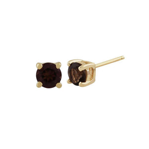 Gemondo Smoky Quartz Round Stud Earrings In 9ct Yellow Gold 3.50mm Claw Set Image