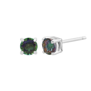 Classic Round Mystic Topaz Claw Set Stud Earrings in 9ct White Gold
