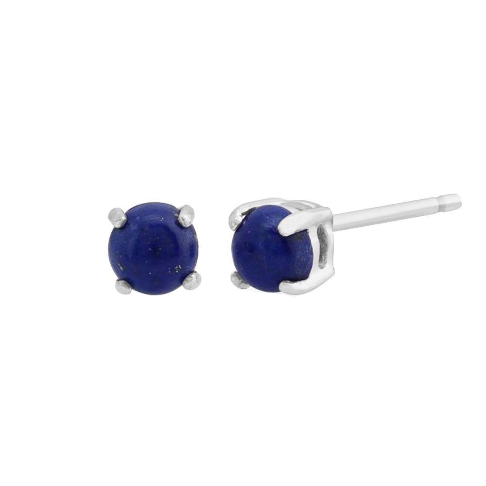 Classic Round Lapis Lazuli Stud Earrings Image 2