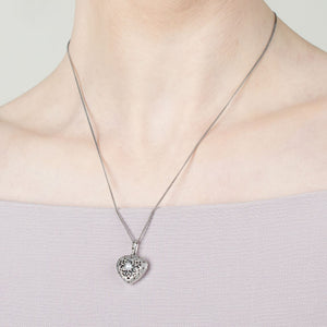 Art Nouveau Style Round Opal & Marcasite Heart Necklace