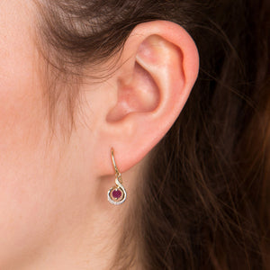 Classic Ruby & Diamond Drop Earrings Image 2