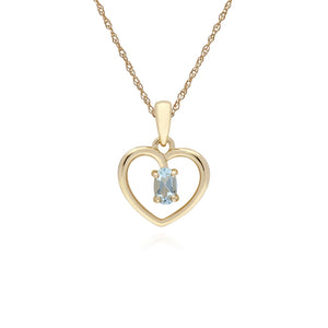 Classic Aquamarine Heart Pendant Necklace Image 1