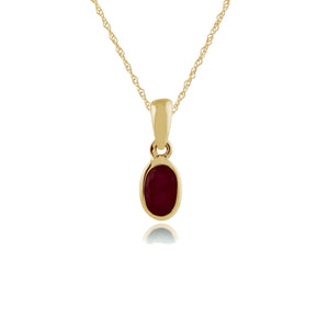 Classic Oval Ruby Pendant in 9ct Yellow Gold