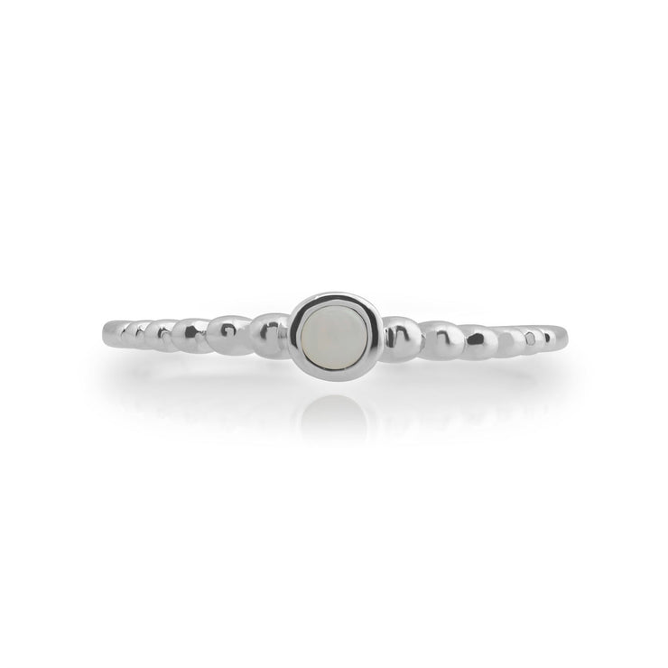Anello gemondo con opale, anello BIRTHSTONE impilabile in argento sterling 925 con opale da 0,06 ct