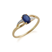 Anello Gemondo con zaffiro, oro giallo da 9 ct, zaffiro blu da 0,57 ct e anello con diamanti