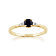 gemondo Anello ZAFFIRO, Oro Giallo da 9 Ct Anello STILE SOLITARIO con ZAFFIRO E DIAMANTI DA 0,33 CARATI