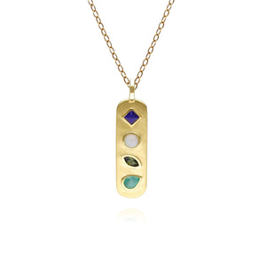 Coded Whispers Ciondolo con pietre preziose acrostiche messaggio "Love" in oro spazzolato