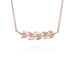 9ct Rose Gold O Leaf Diamond Necklace