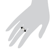 Anello Art Déco Gemondo, anello Art Déco in argento sterling 925 con onice nero, madreperla e marcasite