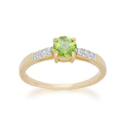 Anello Gemondo con peridoto, peridoto in oro giallo da 9 ct e diamante rotondo - Peridoto