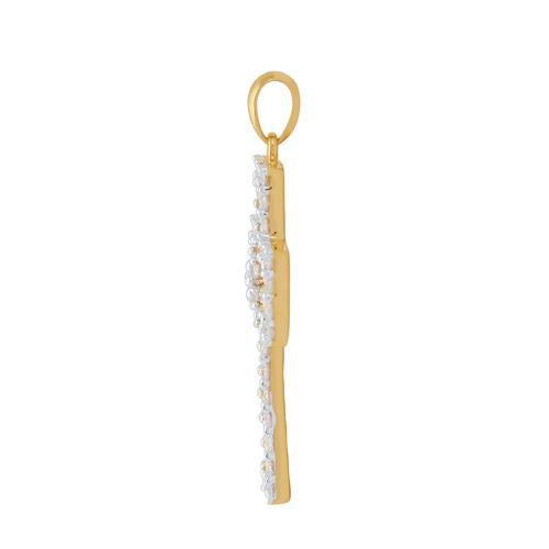 Ciondolo croce in oro giallo 750 con pavé di diamanti
