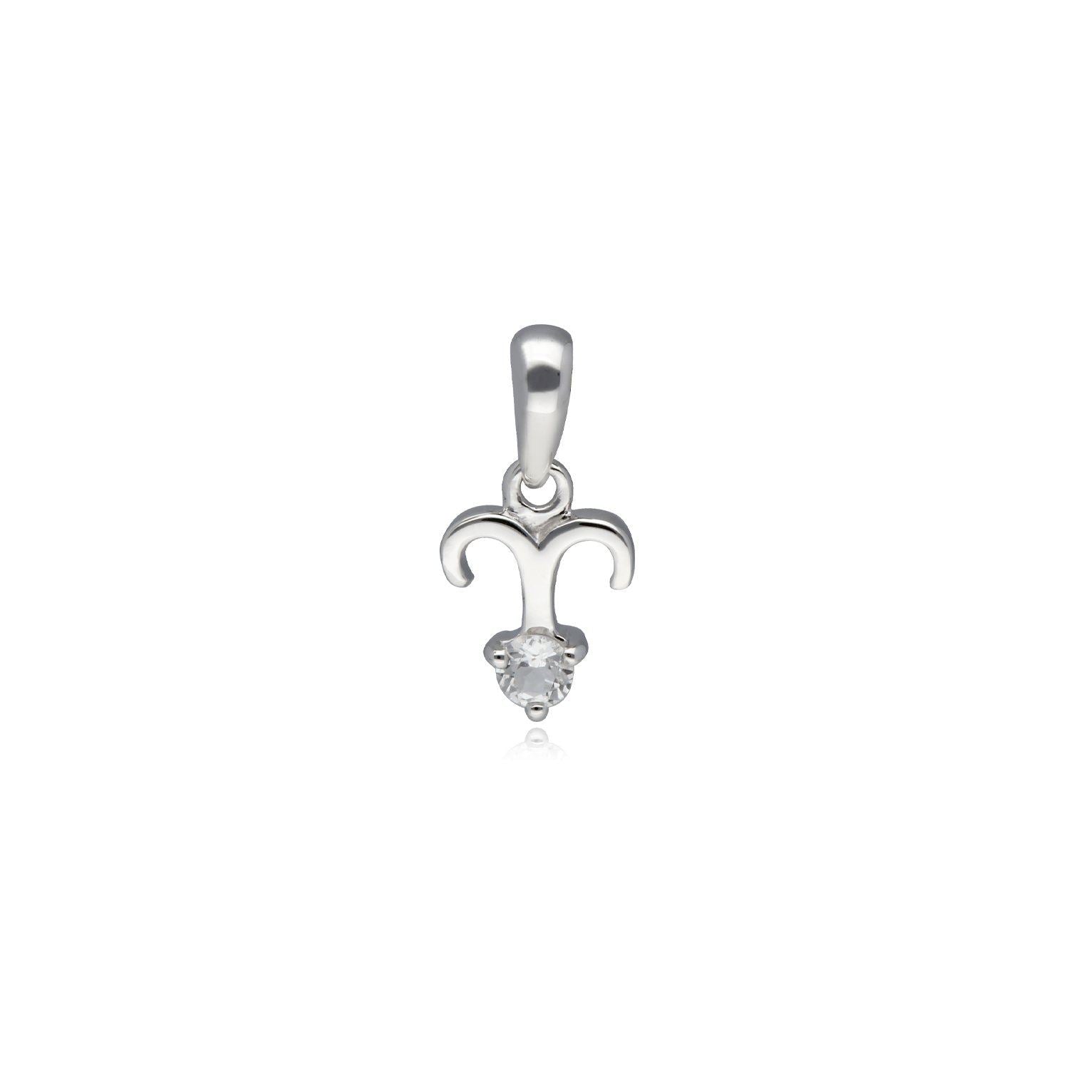 White Topaz Aries Zodiac Charm in 9ct White Gold