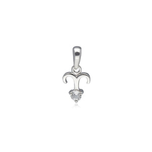 White Topaz Aries Zodiac Charm in 9ct White Gold