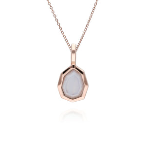 Irregular B Gem Blue Lace Agate Pendant in Rose Gold Plated Sterling Silver