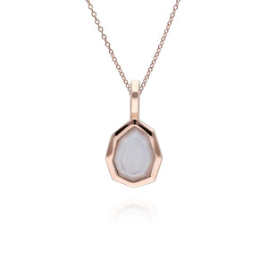 Irregular B Gem Blue Lace Agate Pendant in Rose Gold Plated Sterling Silver