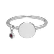 Anello con incisione in argento 925 con rubino