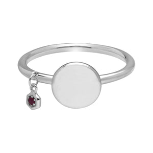 Ruby Engravable Ring in Sterling Silver