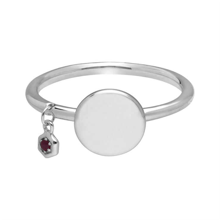 Anello con incisione in argento 925 con rubino