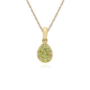 Pendente con montatura a pera in oro giallo da 9 ct con peridoto su catena da 45 cm