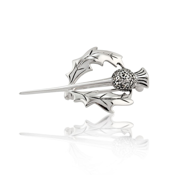 Spilla in cardo stile Art Nouveau in argento 925 marcasite