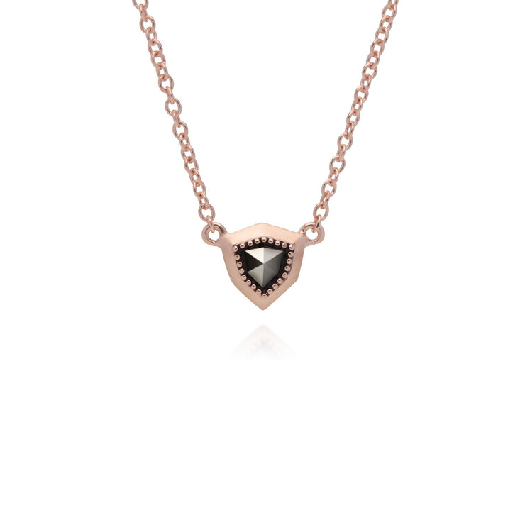 Orecchini a lobo e Collana Scudo in Argento 925 Placcato Oro Rosa Marcasite