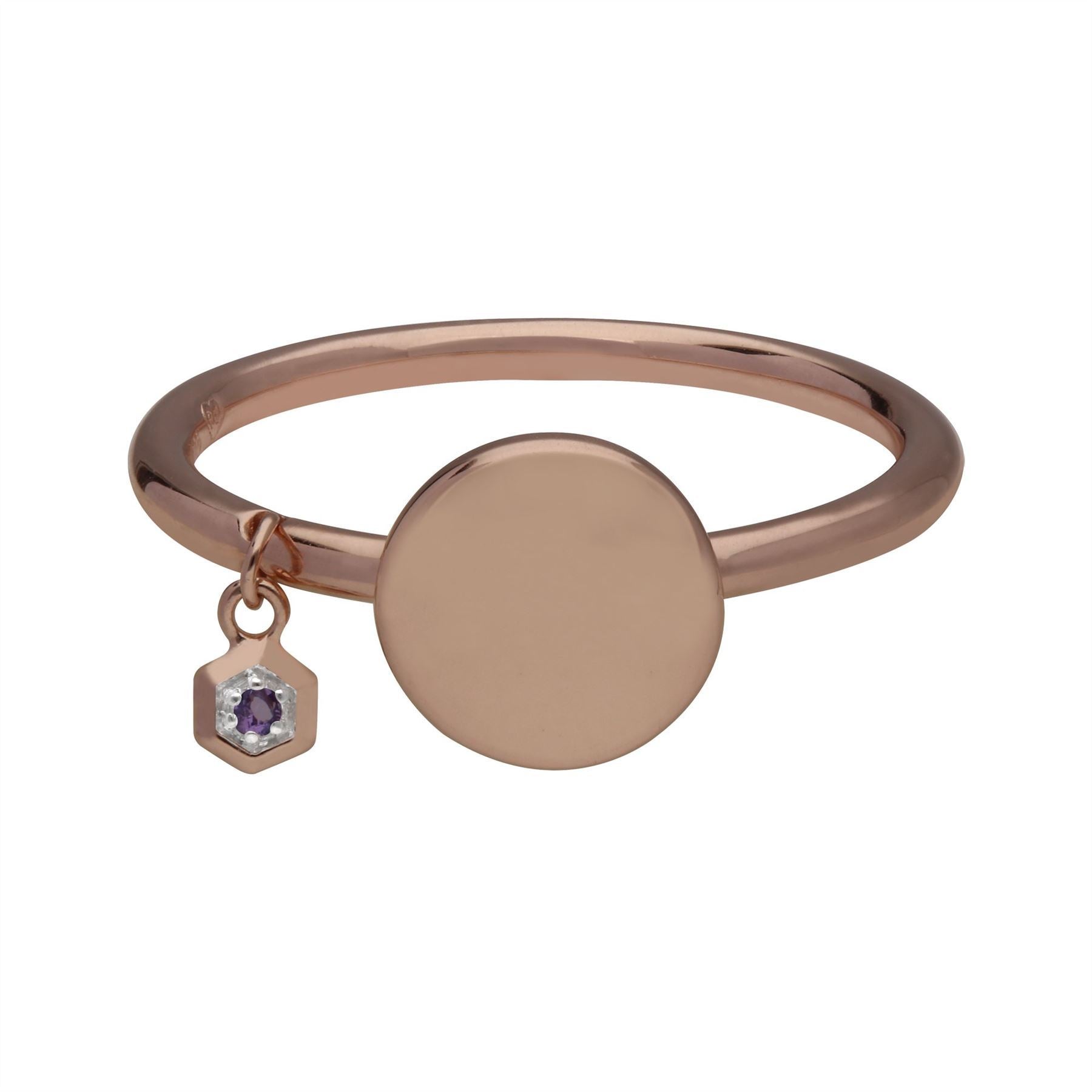 Amethyst Engravable Ring in Rose Gold Plated Sterling Silver