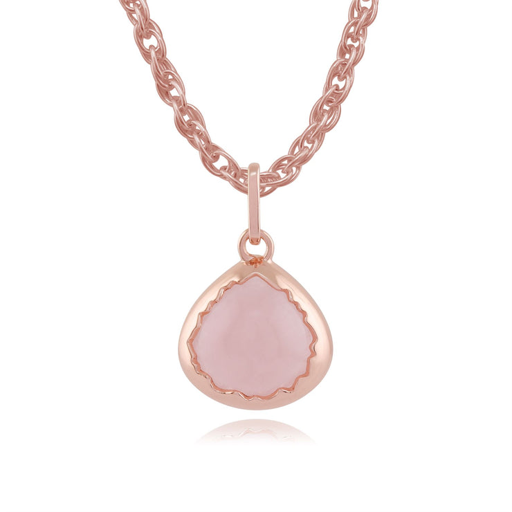Collana pastello "Diantha" al quarzo rosa in argento sterling placcato oro rosa da 9 ct
