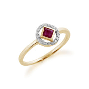 Anello Gemondo con rubino, oro giallo da 9 ct, rubino da 0,32 ct e anello con diamanti