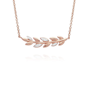 O Leaf Diamond Necklace & Stud Stud Earring Set in 9ct Rose Gold