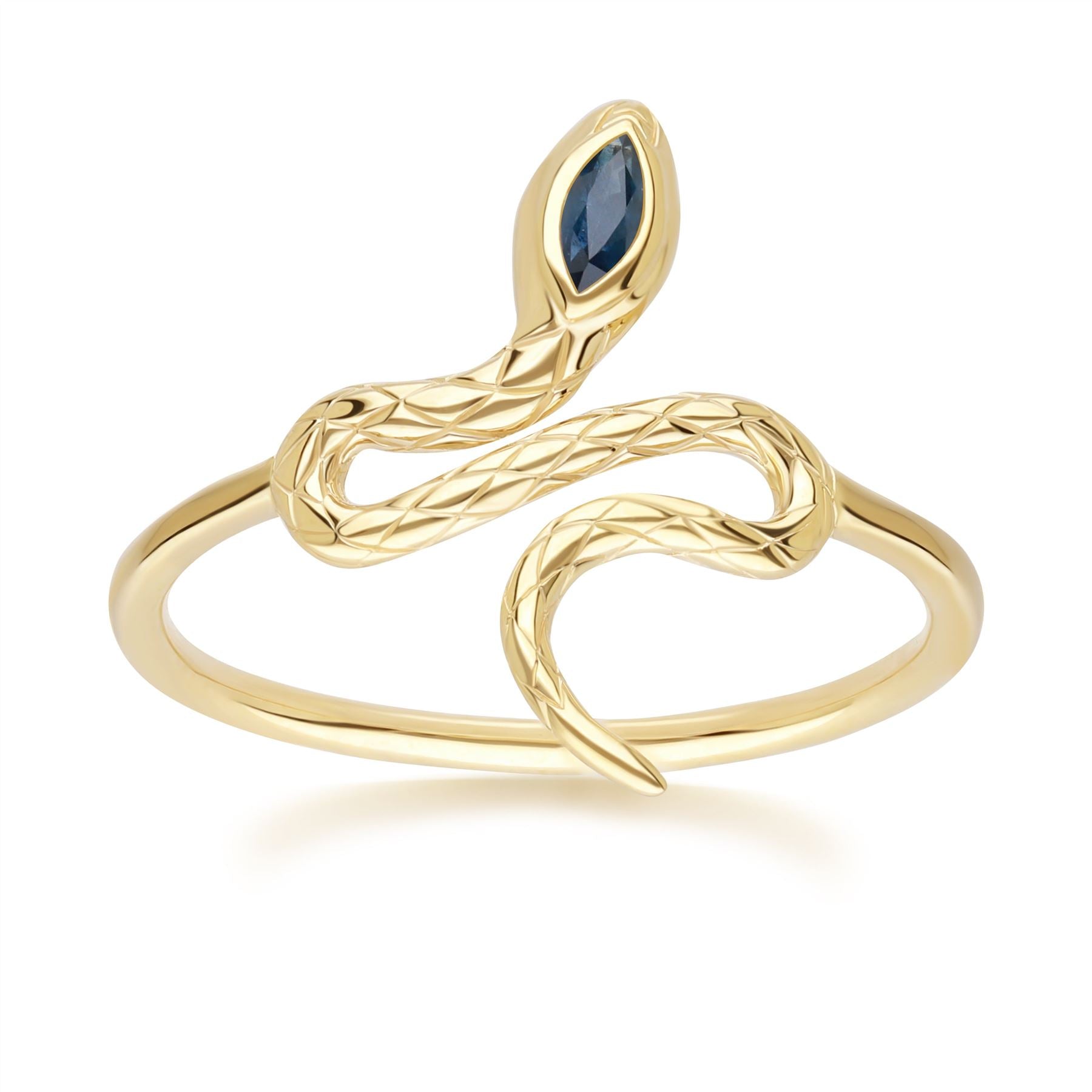 ECFEW™ Anello Serpente Spirale con Zaffiro in Oro Giallo da 9 Ct
